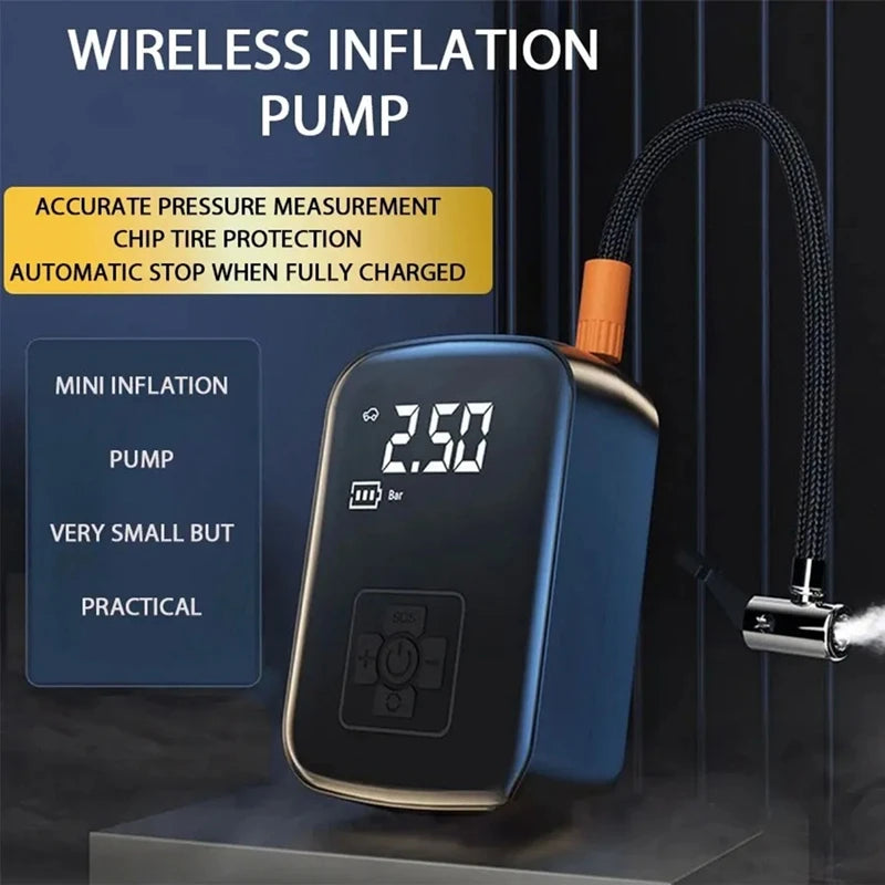 1PC Car Mounted Wireless Digital Display Inflation Pump Portable Wireless Air Pump Tire Inflator for Electric Cars Accessories