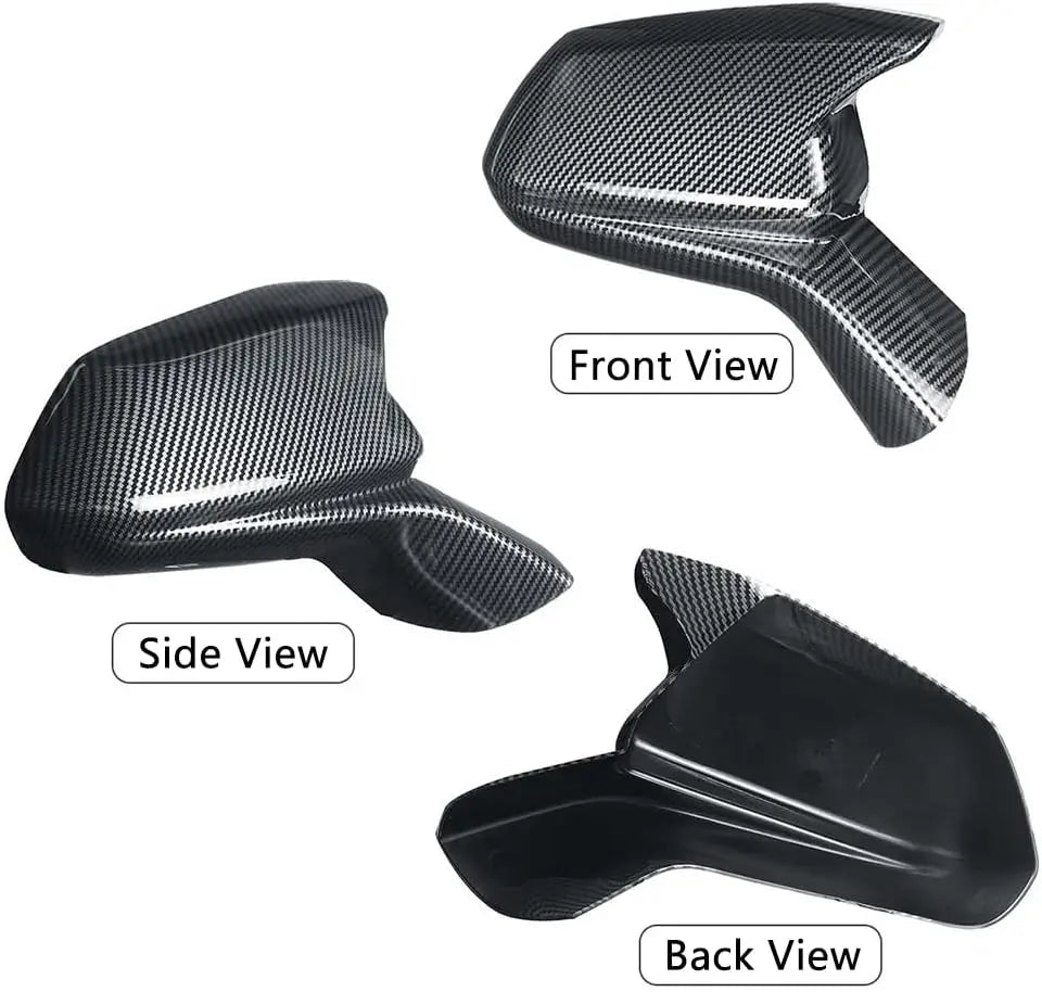 1 Pair Carbon Look/Glossy Black Add-On Side Rearview Wing Mirror Cover Caps for Chevy Camaro SS RS ZL1 LT 2016-2021