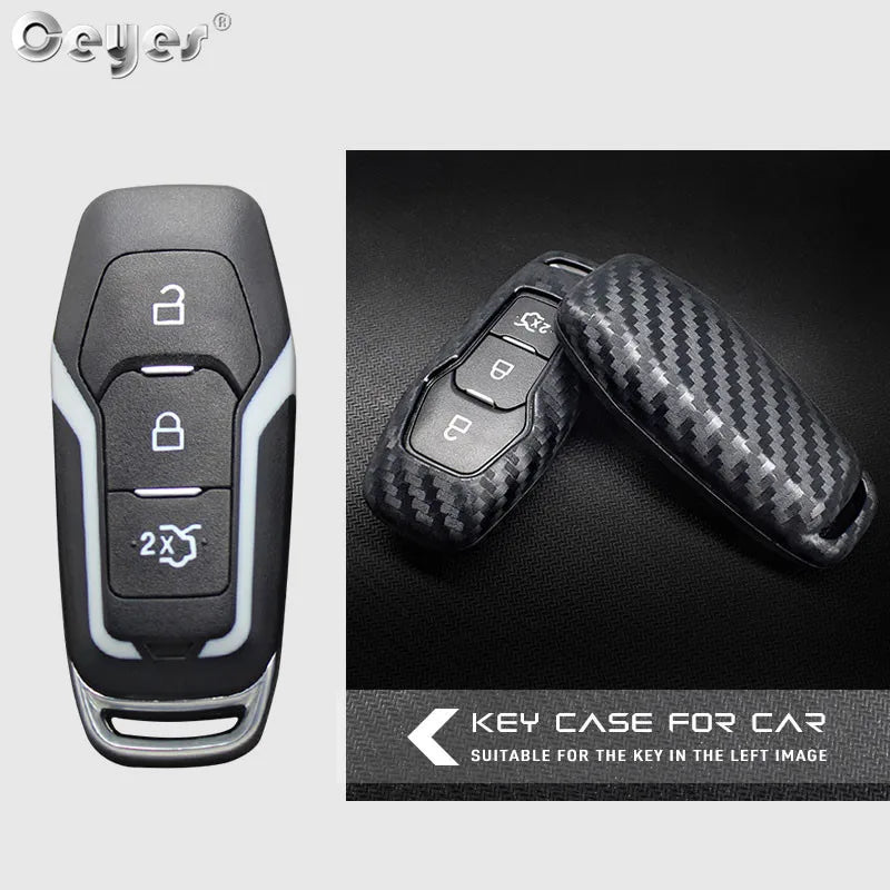 Ceyes Auto Fob Smart Remote 3 4 Carbon Fiber Cover Shell Car Styling Accessories Key Case For Ford Focus Mondeo Explorer Mustang