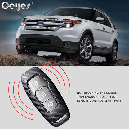 Ceyes Auto Fob Smart Remote 3 4 Carbon Fiber Cover Shell Car Styling Accessories Key Case For Ford Focus Mondeo Explorer Mustang