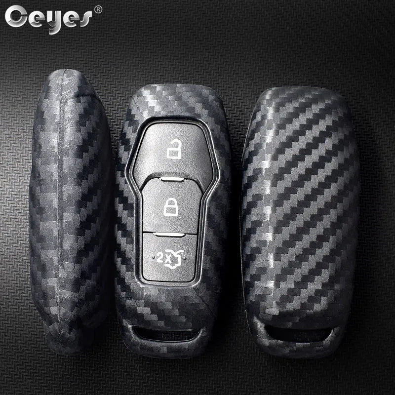 Ceyes Auto Fob Smart Remote 3 4 Carbon Fiber Cover Shell Car Styling Accessories Key Case For Ford Focus Mondeo Explorer Mustang