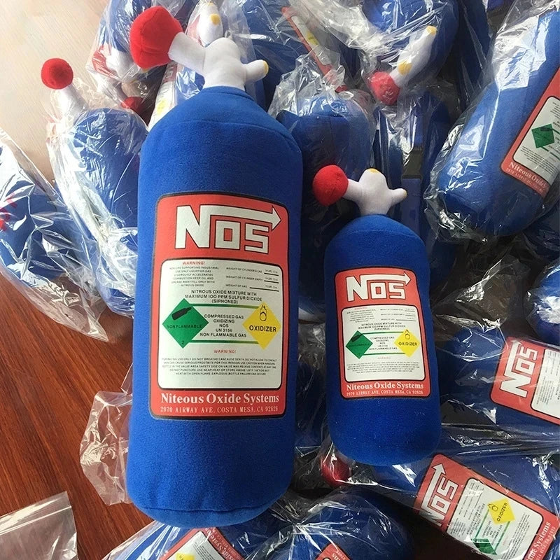 NOS Nitrous Oxide Bottle Pillow Car Decor Headrest Cushion Creative Plush Pillow Car Backrest Cushion