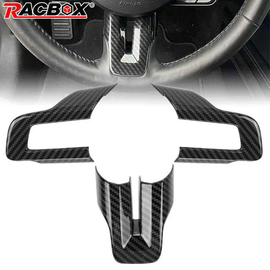 3PCS Carbon Fiber Steering Wheel Cover Trim For Ford Mustang 2015 2016 2017 2018 2019 Car Accessories Interior Decoration Style