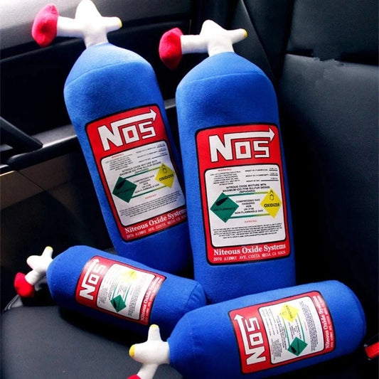 NOS Nitrous Oxide Bottle Pillow Car Decor Headrest Cushion Creative Plush Pillow Car Backrest Cushion